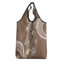 Polynesia Tribal Grocery Bag Mocha Plumeria Tentacles