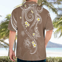 Polynesia Tribal Hawaiian Shirt Mocha Plumeria Tentacles