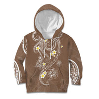 Polynesia Tribal Kid Hoodie Mocha Plumeria Tentacles