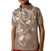 Polynesia Tribal Kid Polo Shirt Mocha Plumeria Tentacles LT7 Kid Mocha - Polynesian Pride