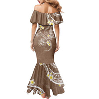 Polynesia Tribal Mermaid Dress Mocha Plumeria Tentacles