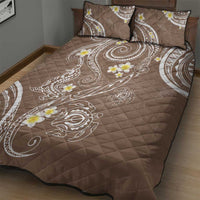 Polynesia Tribal Quilt Bed Set Mocha Plumeria Tentacles