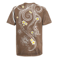 Polynesia Tribal Rugby Jersey Mocha Plumeria Tentacles