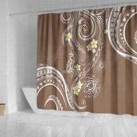 Polynesia Tribal Shower Curtain Mocha Plumeria Tentacles