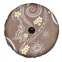 Polynesia Tribal Spare Tire Cover Mocha Plumeria Tentacles
