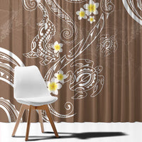 Polynesia Tribal Window Curtain Mocha Plumeria Tentacles