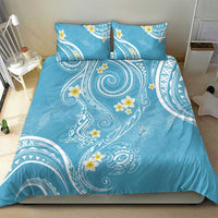 Polynesia Tribal Bedding Set Turquoise Plumeria Tentacles