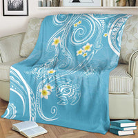 Polynesia Tribal Blanket Turquoise Plumeria Tentacles