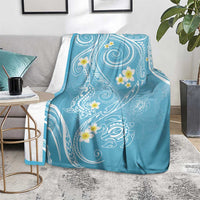Polynesia Tribal Blanket Turquoise Plumeria Tentacles