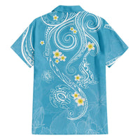 Polynesia Tribal Family Matching Off The Shoulder Long Sleeve Dress and Hawaiian Shirt Turquoise Plumeria Tentacles