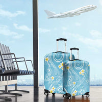 Polynesia Tribal Luggage Cover Turquoise Plumeria Tentacles