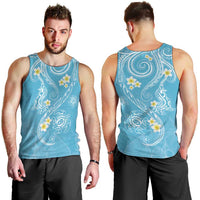 Polynesia Tribal Men Tank Top Turquoise Plumeria Tentacles