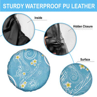 Polynesia Tribal Spare Tire Cover Turquoise Plumeria Tentacles