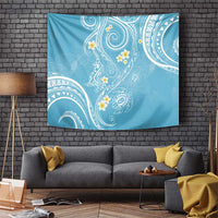 Polynesia Tribal Tapestry Turquoise Plumeria Tentacles