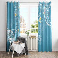 Polynesia Tribal Window Curtain Turquoise Plumeria Tentacles