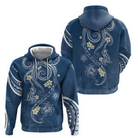 Polynesia Tribal Hoodie Deep Blue Plumeria Tentacles