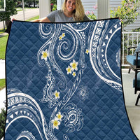 Polynesia Tribal Quilt Deep Blue Plumeria Tentacles LT7 Blue - Polynesian Pride