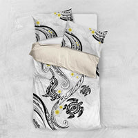 Polynesia Tribal Bedding Set White Plumeria Tentacles