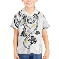 Polynesia Tribal Family Matching Off Shoulder Maxi Dress and Hawaiian Shirt White Plumeria Tentacles LT7 Son's Shirt White - Polynesian Pride