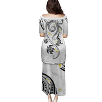 Polynesia Tribal Family Matching Puletasi and Hawaiian Shirt White Plumeria Tentacles LT7 - Polynesian Pride