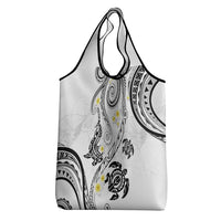 Polynesia Tribal Grocery Bag White Plumeria Tentacles