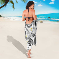 Polynesia Tribal Sarong White Plumeria Tentacles