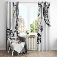 Polynesia Tribal Window Curtain White Plumeria Tentacles