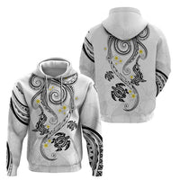 Polynesia Tribal Zip Hoodie White Plumeria Tentacles