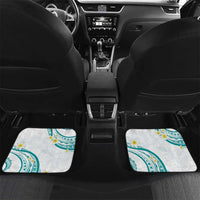 Polynesia Tribal Car Mats Teal Plumeria Tentacles