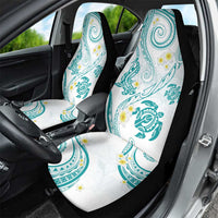 Polynesia Tribal Car Seat Cover Teal Plumeria Tentacles