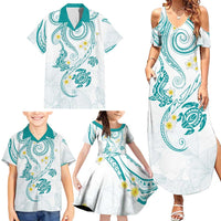 Polynesia Tribal Family Matching Summer Maxi Dress and Hawaiian Shirt Teal Plumeria Tentacles LT7 - Polynesian Pride
