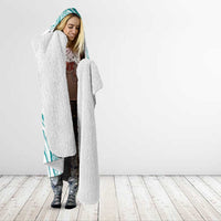 Polynesia Tribal Hooded Blanket Teal Plumeria Tentacles