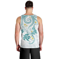 Polynesia Tribal Men Tank Top Teal Plumeria Tentacles