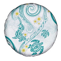 Polynesia Tribal Spare Tire Cover Teal Plumeria Tentacles