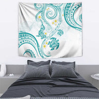 Polynesia Tribal Tapestry Teal Plumeria Tentacles