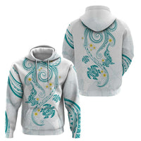 Polynesia Tribal Zip Hoodie Teal Plumeria Tentacles