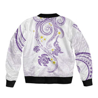 Polynesia Tribal Bomber Jacket Lilac Plumeria Tentacles