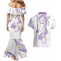 Polynesia Tribal Couples Matching Mermaid Dress and Hawaiian Shirt Lilac Plumeria Tentacles LT7 - Polynesian Pride