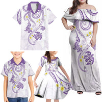 Polynesia Tribal Family Matching Off Shoulder Maxi Dress and Hawaiian Shirt Lilac Plumeria Tentacles LT7 - Polynesian Pride