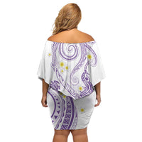 Polynesia Tribal Family Matching Off Shoulder Short Dress and Hawaiian Shirt Lilac Plumeria Tentacles LT7 - Polynesian Pride