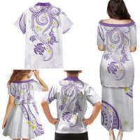 Polynesia Tribal Family Matching Puletasi and Hawaiian Shirt Lilac Plumeria Tentacles LT7 - Polynesian Pride