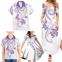 Polynesia Tribal Family Matching Summer Maxi Dress and Hawaiian Shirt Lilac Plumeria Tentacles LT7 - Polynesian Pride