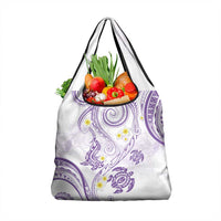Polynesia Tribal Grocery Bag Lilac Plumeria Tentacles