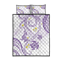 Polynesia Tribal Quilt Bed Set Lilac Plumeria Tentacles