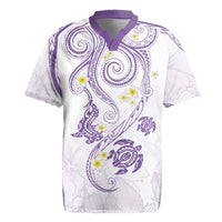 Polynesia Tribal Rugby Jersey Lilac Plumeria Tentacles