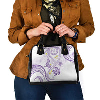 Polynesia Tribal Shoulder Handbag Lilac Plumeria Tentacles
