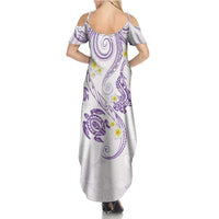 Polynesia Tribal Summer Maxi Dress Lilac Plumeria Tentacles