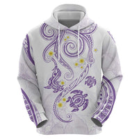 Polynesia Tribal Zip Hoodie Lilac Plumeria Tentacles