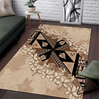 Bula Fiji Plumeria Tagimoucia Salusalu Beige Area Rug Kaiviti Masi LT7 Beige - Polynesian Pride