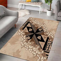 Bula Fiji Plumeria Tagimoucia Salusalu Beige Area Rug Kaiviti Masi LT7 - Polynesian Pride